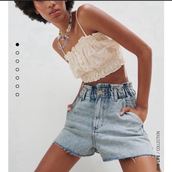 Zara high-rise paperbag denim shorts - Picture 2 of 6